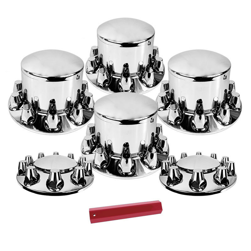 Complete Chrome Axle Cover Kit with Standard Lug Nut Covers