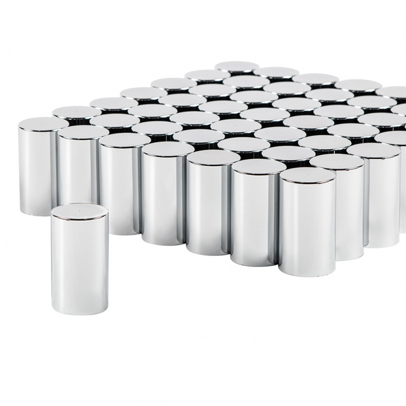 Chrome Plastic 33mm Cylinder Nut Cover 60 Pack