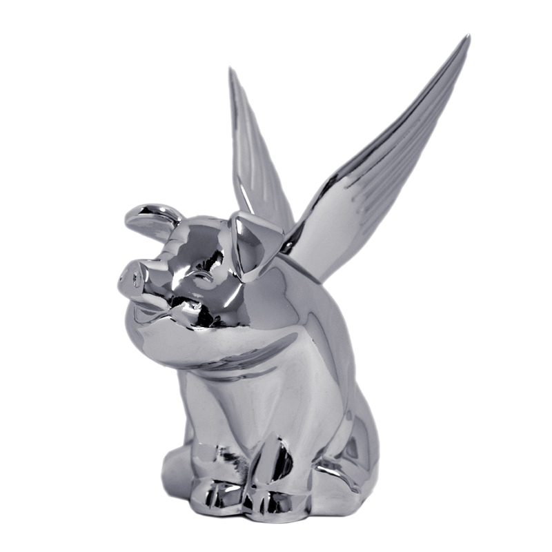 Grand General 48200 Chrome Smiley Pig with Wings Hood Ornament 