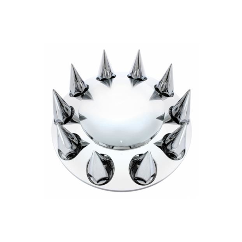 Chrome Front Axle Cover with 33mm Spiked Thread-On Lug Nut Covers