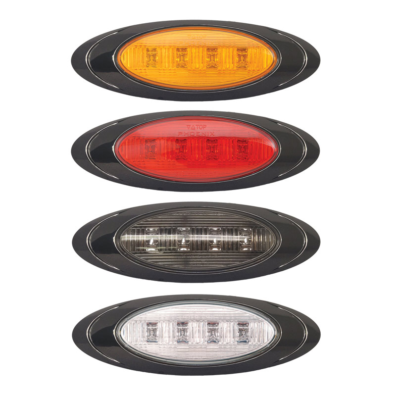 Oval P1 LED Clearance Marker Lights With Black Chrome Bezel