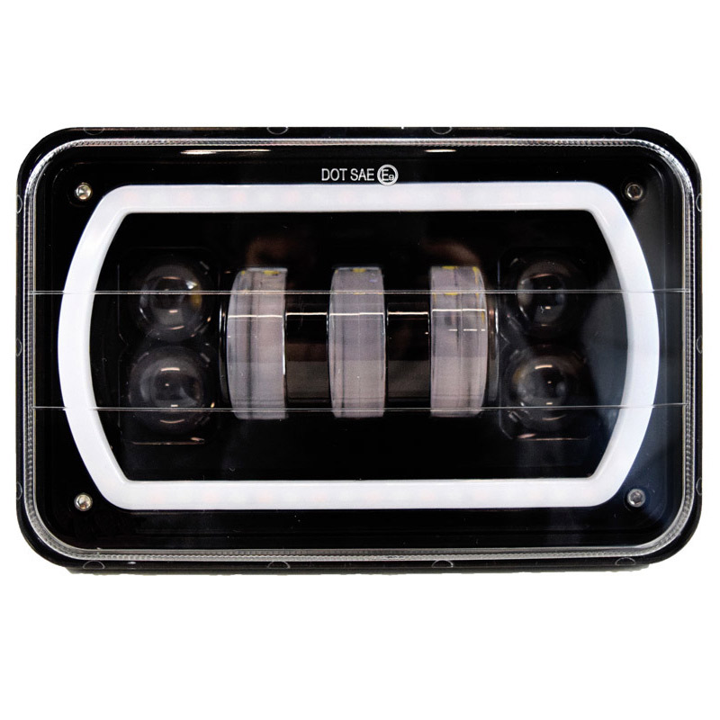 Details about   300W LED 4x6" Rectangular Projector Halo LED Headlights High Low Beam DRL Lamps