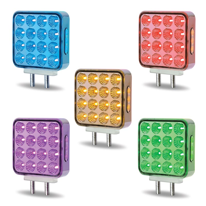 38 LED Square Double Face Dual Revolution Fender Light With Reflector
